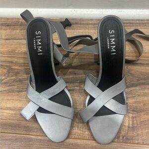Women's Gray Strappy Heels